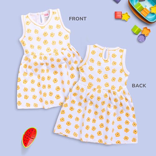 Image of LuvLap Baby Girl 100% Cotton Sleevless Girls Frock Pack of 3