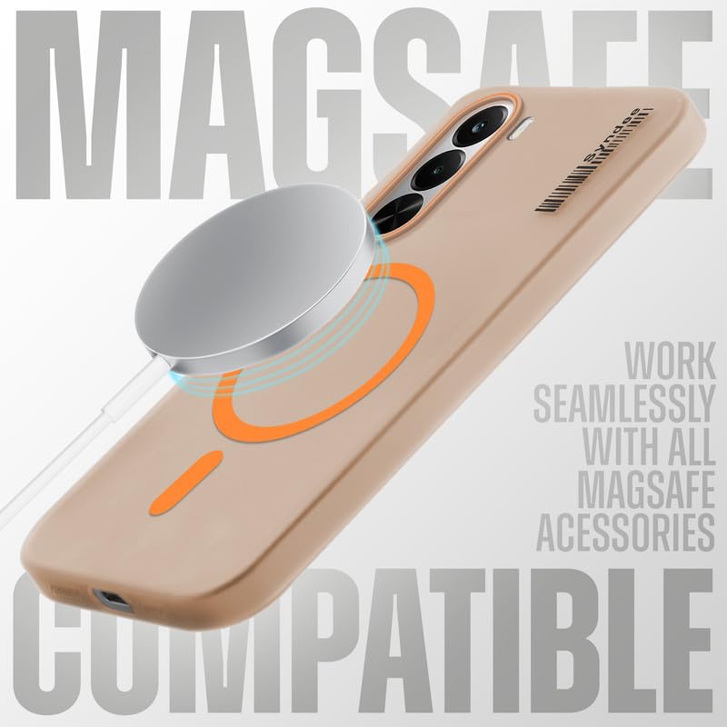 Image of Mr. Case Back Cover for Realme P4x 5G Sleek Frosted Translucent Back Only Compatible with Wireless Magnetic Accessories | Anti-Scratch Shockproof Phone Case - Orange