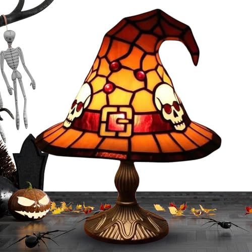 Lámpara De Sombrero De Bruja | Lámpara Gótica, Escala De Lámparas De Vidrio Manchada De Resina, Lámparas Góticas De Sombrero De Asistente De Halloween, Divertidas Lámparass Espeluznantes, Decoración