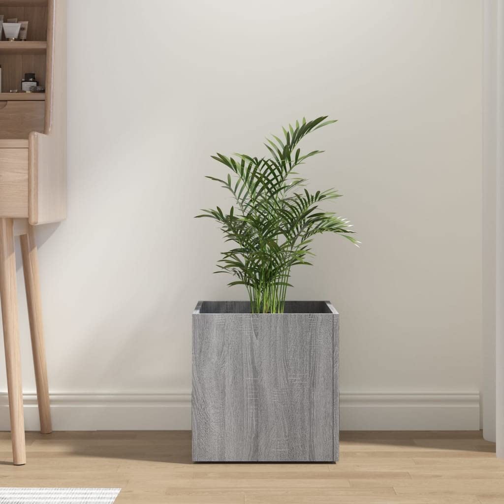 Homogen Macetero gris Sonoma de material de madera 40 x 40 x 40 cm, resistente a la intemperie y resistente al invierno, ideal como maceta, jardinera o jardinera de balcón para jardín, balcón, terraza