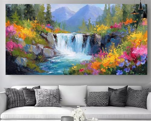 Diamond Painting Cascade Grand Format 100x200cm - Broderie Strass 5D Forêt