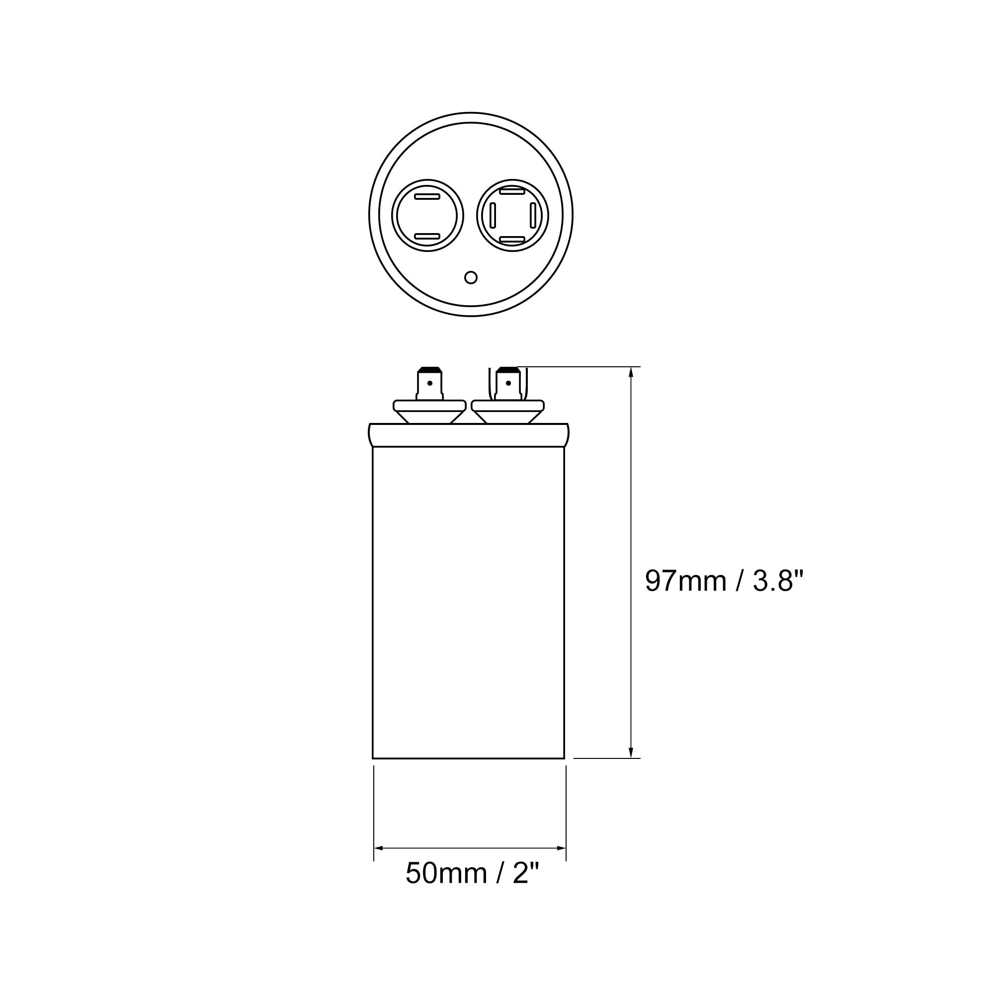 sourcing map Condensador de Funcionamiento Redondo CBB65 25uF 25mfd 450V AC, 40/85/21 Caja de Aluminio con Terminal para Motor Compresor de Aire Acondicionado Bomba Calor Condensador, 2uds