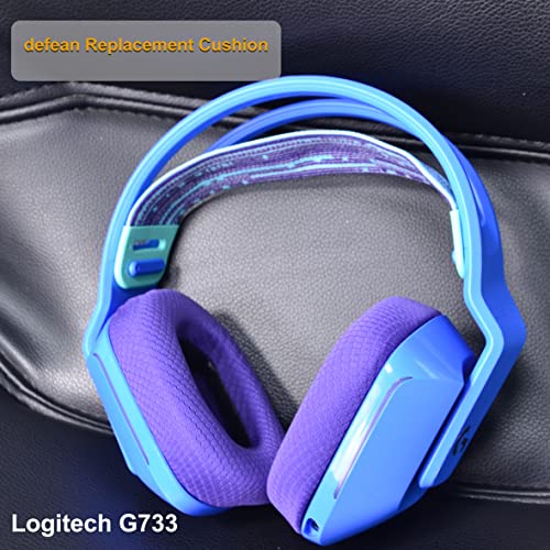 Almohadillas G733 – defean - Funda de repuesto para auriculares inalámbricos Logitech G733 G 733 Lightspeed para juegos, almohadillas con tela de malla duradera, espuma de aislamiento de ruido cómoda