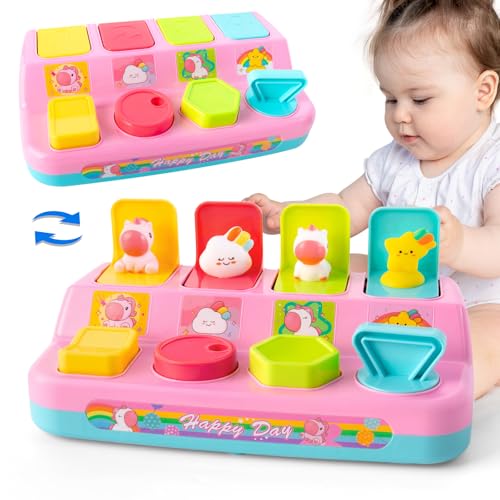 Image of Tovol Zerky Montessori Pop Up Cause and Effect Baby Toy for 1-3 Years Old, Interactive Developmental Toy with Button & Number, Early Educational Toy for Toddler 9 12 18 Months
