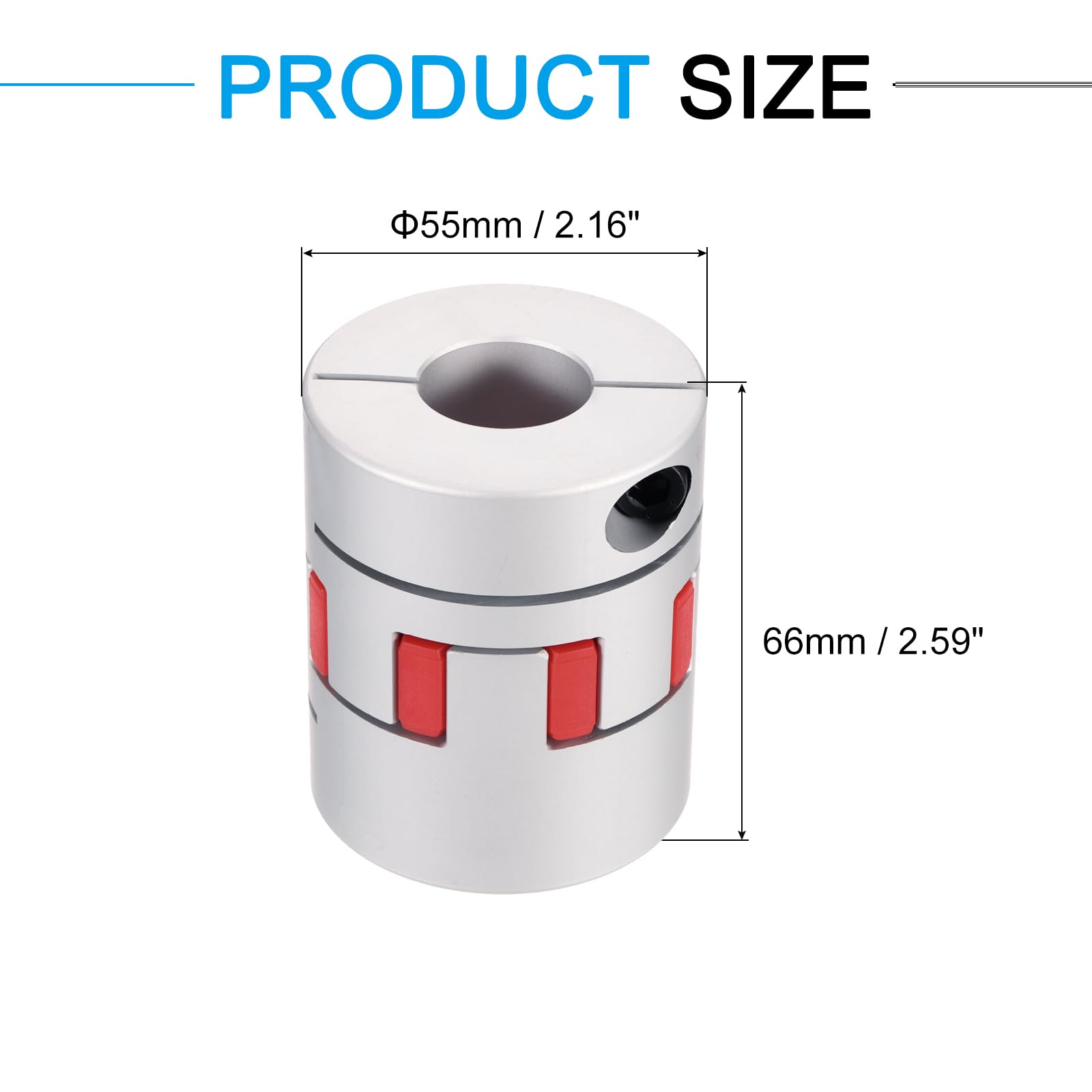 QUARKZMAN Acoplamiento de eje de aluminio de 20 mm a 28 mm, acoplamiento flexible de araña L66mm x D55mm, acoplador de eje de araña para impresoras 3D, codificador DIY, máquina fresadora CNC
