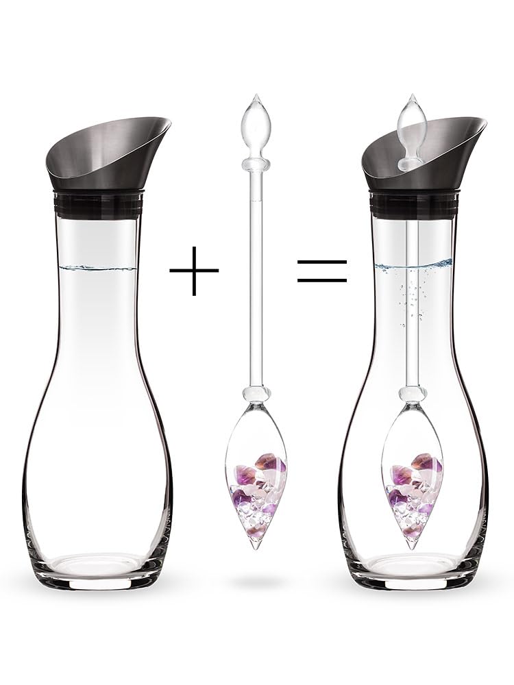 VitaJuwel Era WELLNESS - Caraffa d'Acqua delle Gemme con Ametista, Quarzo Rosa e Cristallo di Rocca