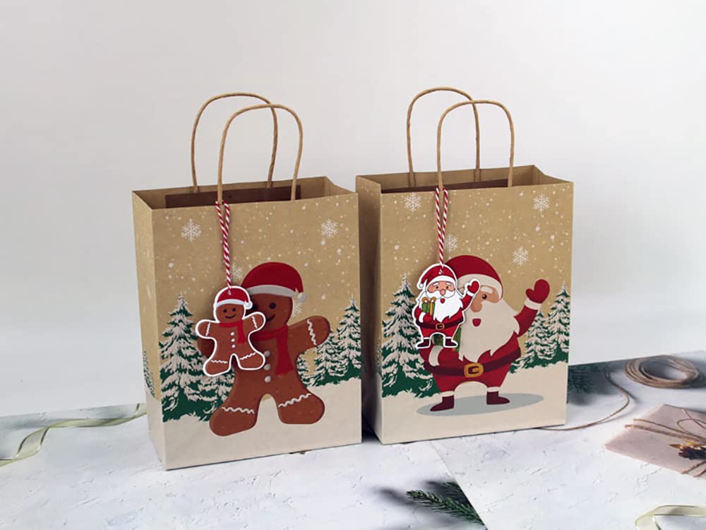 Confezione Regalo di Natale con Carta da Appendere Modellata, Confezione Regalo per Lo Shopping, Borsa Tote Natalizia da 24 Pezzi, Borsa Regalo in Pelle di Fascia Alta