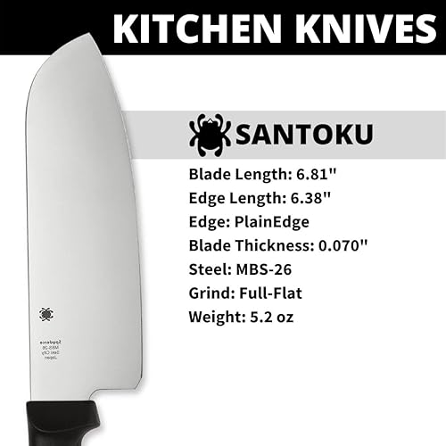 Miniatura 3 de Spyderco Santoku - Cuchillo de cocina con hoja de acero inoxidable MBS-26 de 68 pulgadas con mango de polipropileno negro duradero borde liso K08PBK