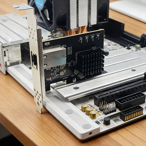 PUSOKEI PCIe 4.0 a tarjeta de red Ethernet 10Gbps, adaptador RTL8127AT para servidor y escritorio, controlador Realtek 10Gb de baja latencia compatible con ranuras 1X/8X/16X miniatura 2