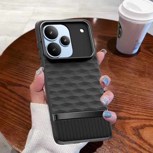Image of Pikkme Back Cover for Realme P4 Pro 5G Soft Grip 3D Hexa Cube Texture Silicone Bumper Case (Black)