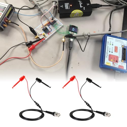 Image of Joyzan BNC to Test Hook Clips,Mini Dual Probe Coaxial Cable Leads Set P1020 | Testing Plunger Probes Ended IC Male Plug Oscilloscope Minigrabber Accessories 50Ω Coax Machine Signal Generator Multimeter