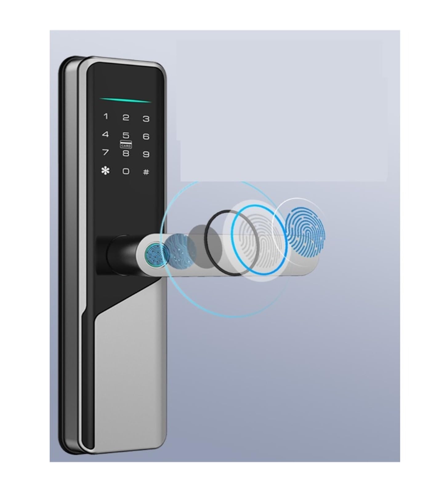 smart lock Touch Smart Lock con maniglia Serratura elettronica biometrica con impronta digitale for porte anteriori Facile da installare elettrica(Silver)