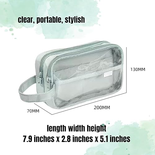 Miniatura 2 de Bolsillos claros Estuche para lápices Estuche cosmético Marcador de pluma Organizador de escritorio Suministros de oficina (blanco)