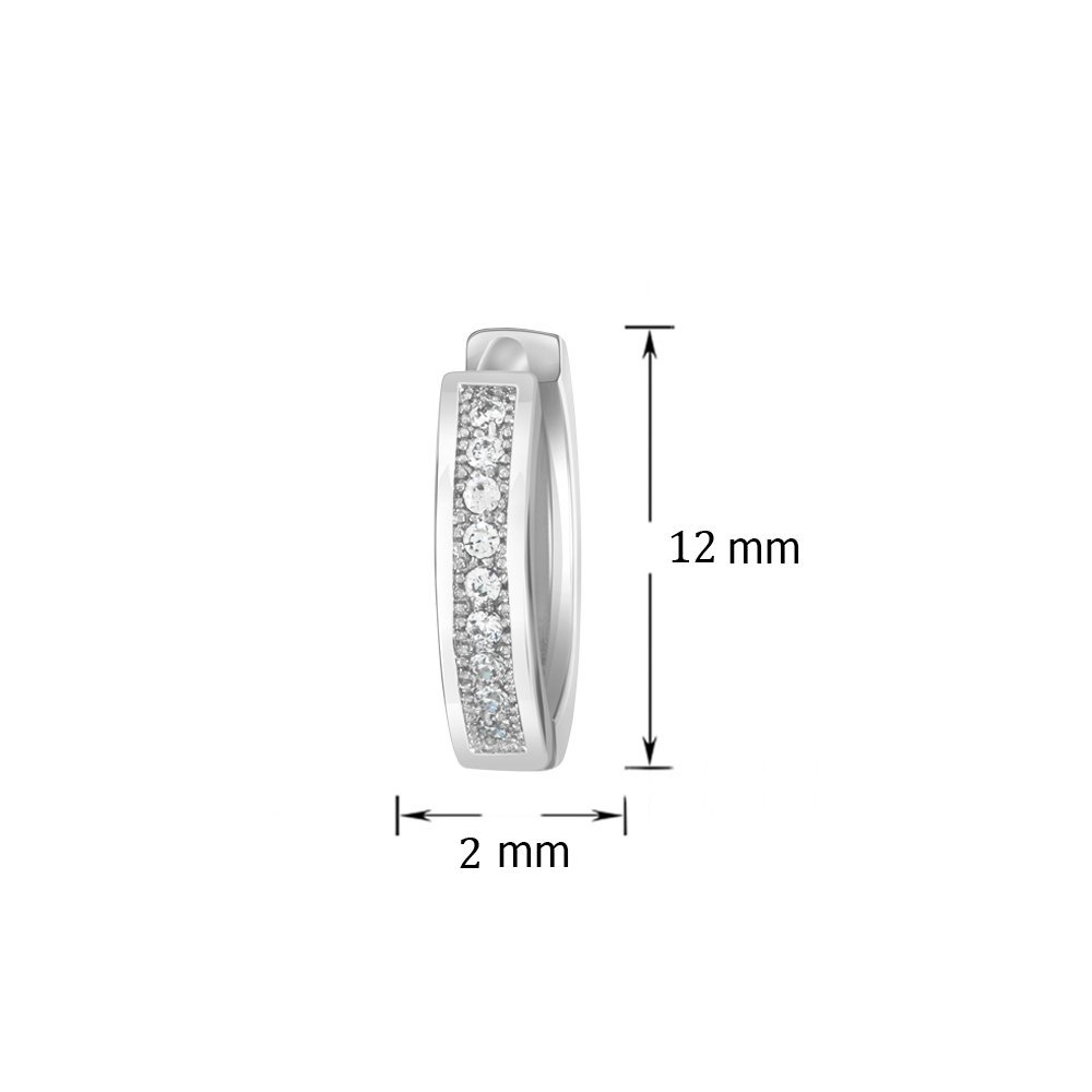 Rhodium Plated Pave Huggie Earrings CZ ER1100622R