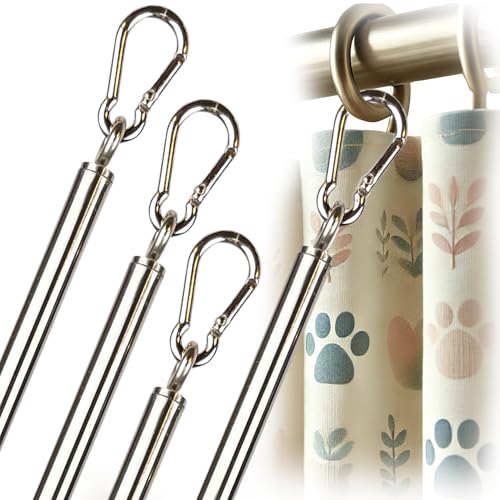 OooWow 36 inch (4 Pack) Stainless Steel Iron Curtain Pull Wand - Drapery Pull Rod - Verstaile Curtain Wand - Strong Metal Drapery Wand (36in SS 4Pk)