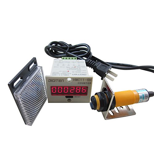 DIGITEN 0-999999 Digital LED Counter +PhotoElectric Switch Sensor +Reflector Automatic Conveyor Belting 100-220VAC