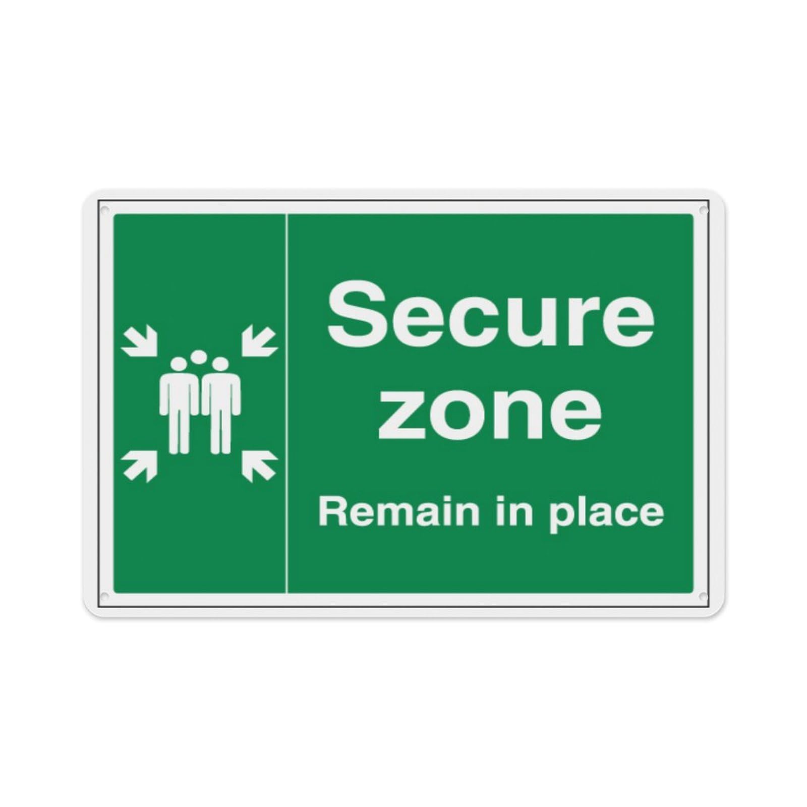 peiyeety Secure Zone With Family - Remain In Place Aluminum Tin Warning Signs For Home Outdoor Garden 8X12 Inches