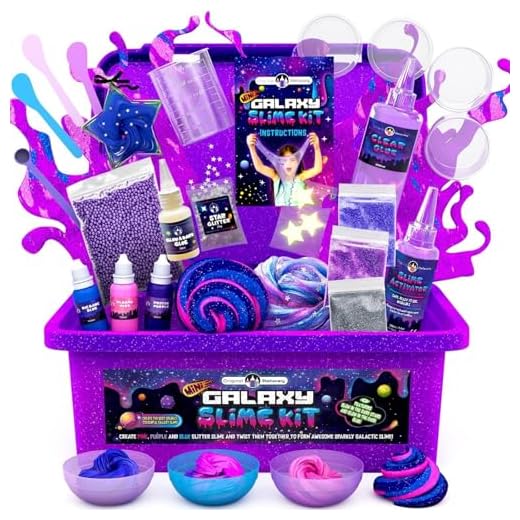 Original Stationery Mini Galaxy Slime Kit med Glow in The Dark Slime för att make glitter slime & Galactic Slim Kit för flickor 10-12