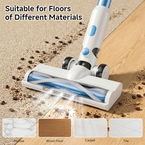 Image of BSNAW Cordless Vacuum Cleaner for Home - Lightweight, Stick Vacuum Clean with Rechargeable Battery, Max 45Mins Runtime, 8 in 1 Handheld Vacuum for Hardfloor & Carpets Pet Hair, Blue