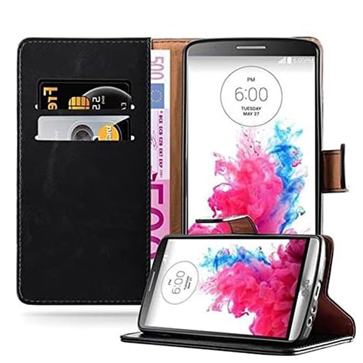 Cadorabo Funda Libro para LG G3 en Negro Grafito - Cubierta Proteccíon con Cierre Magnético, Tarjetero y Función de Suporte - Etui Case Cover Carcasa