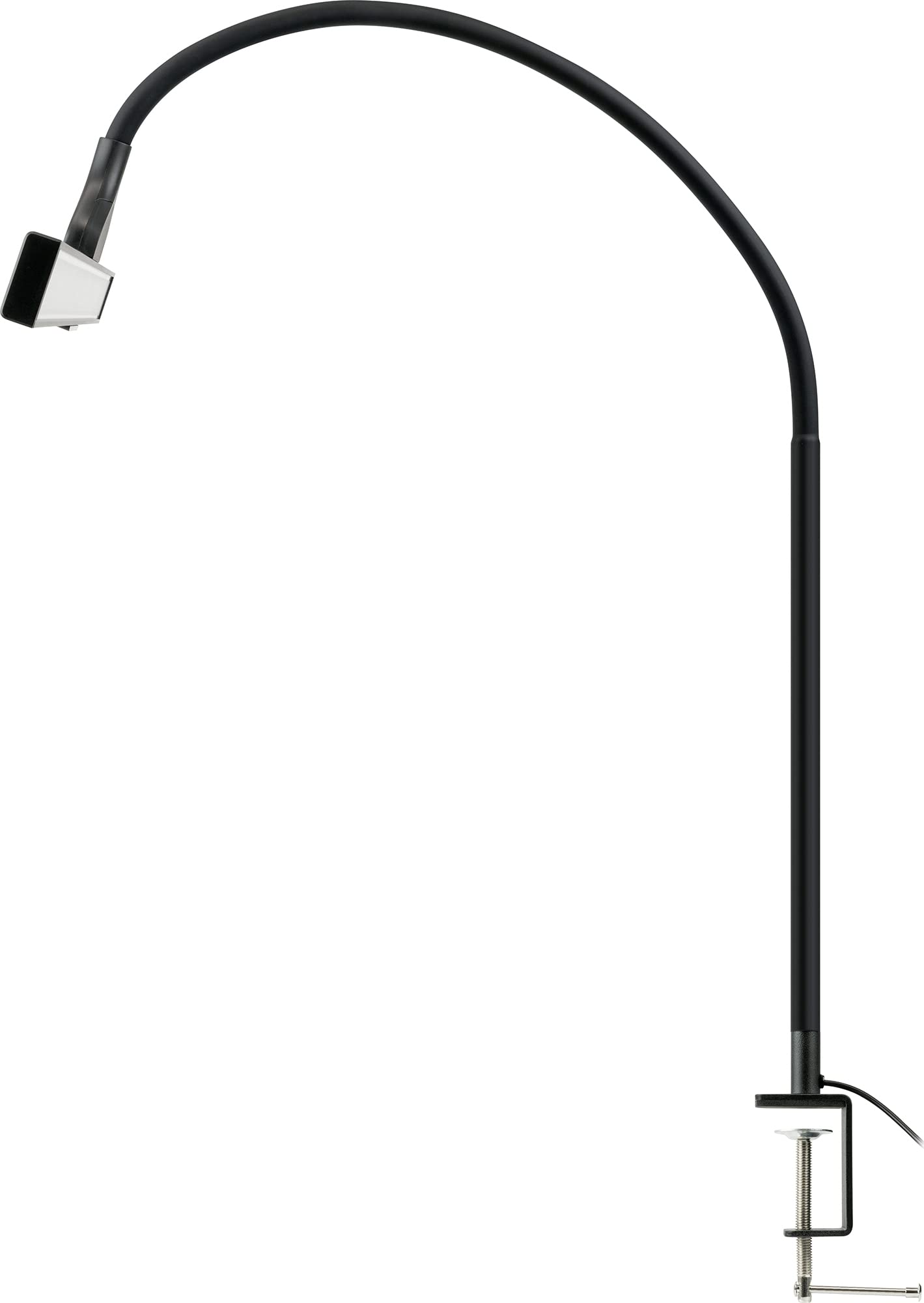 SCHWAIGER 658156 - Lampada da scrivania a LED, lampada da ufficio, con sensore touch a collo di cigno, porta USB, clip a vite