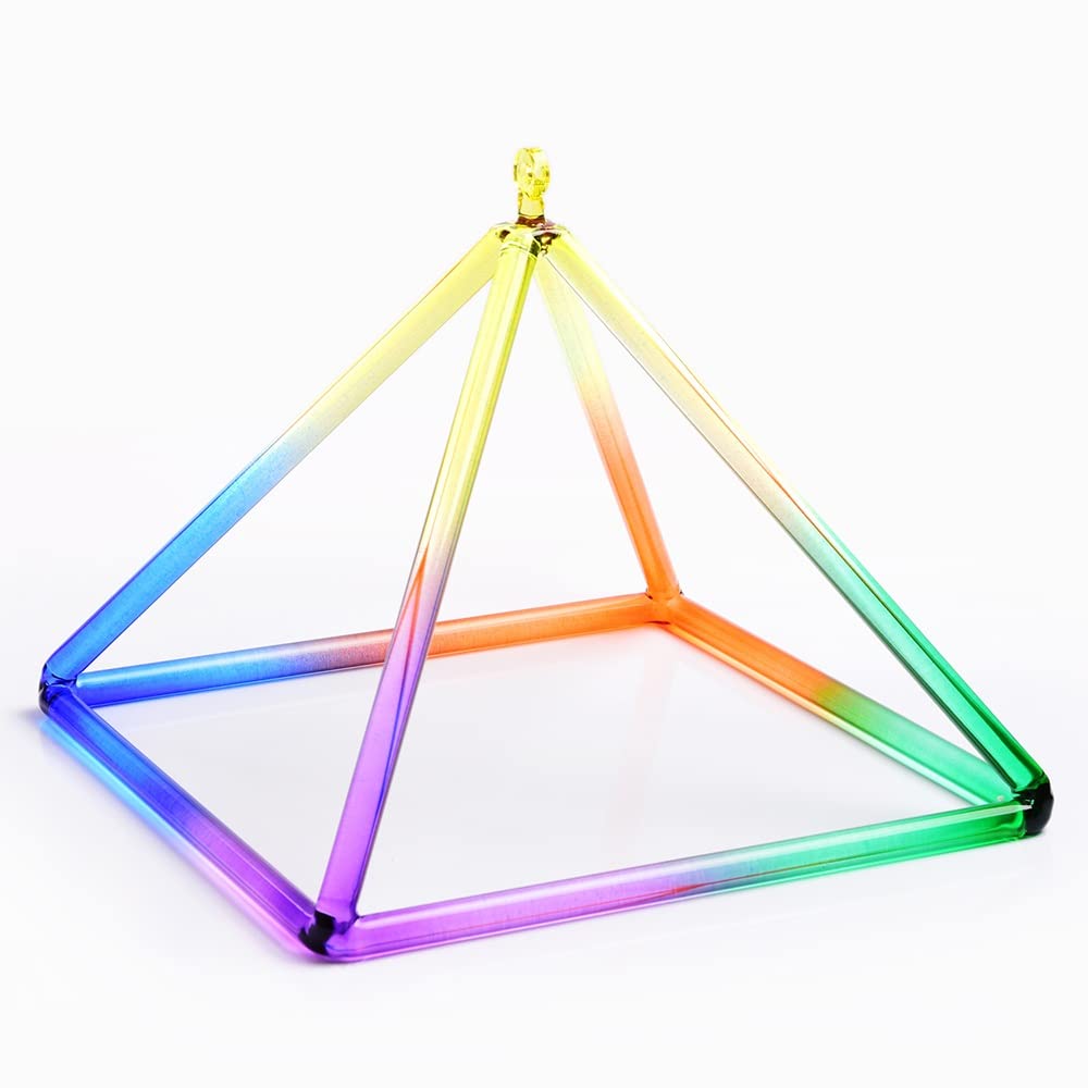 Piramide tibetana in Cristallo Arcobaleno, Suono Eccellente per la Meditazione, con percussione per Campane tibetane in Cristallo, per acces