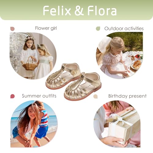 Image of Felix & Flora Toddler Girls Sandals Flower Girl Shoes Soft Rubber Princess Flat Shoes