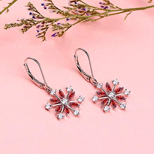 JO WISDOM 925 Sterling Silver White/Blue CZ Snowflake Leverback Earrings Drop & Dangle Earrings4
