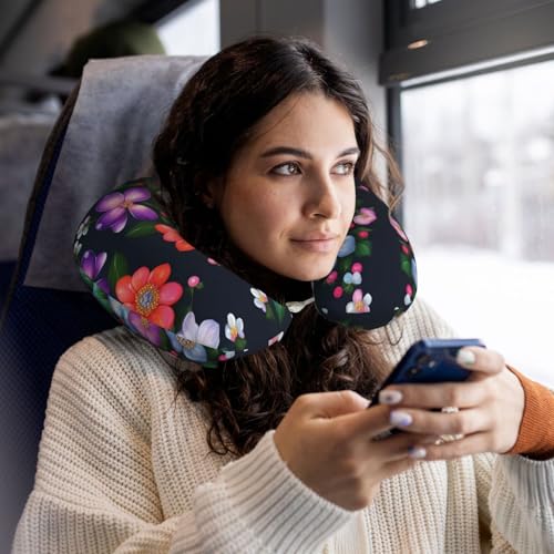 Almohada de viaje de poliéster negra cervical miniatura 6