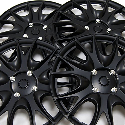 Image of WC3-15-3533-B - Pack of 4 Hubcaps - 15-Inches | Black | Style 533 Style Snap-On (Pop-On) Type Matte Black Wheel Covers Hub-caps