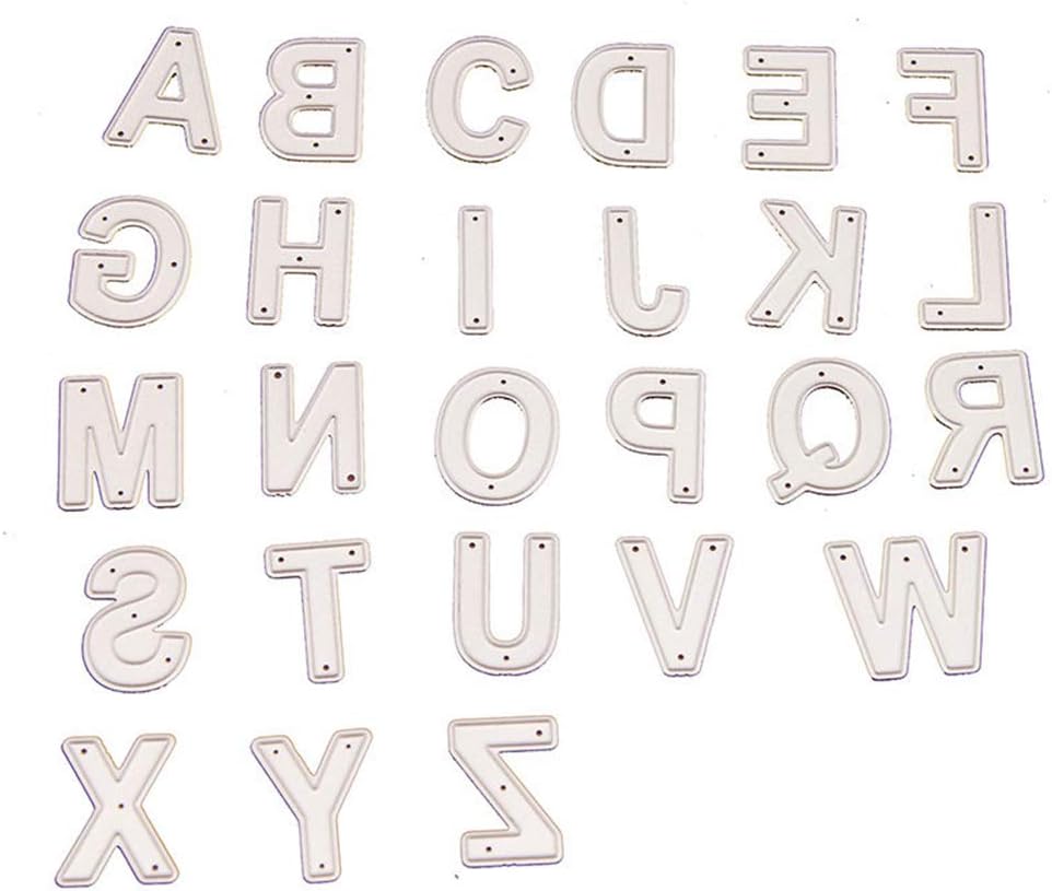 1 Pack 26 Capital Alphabet Letters Metal Cutting Dies for Card Making and Scrapbooking Birthday Thanksgiving Christmas Die Cuts (04)