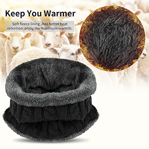 OOPOR Kinder Wintermütze Schal Touchscreen Handschuhe Set - Beanie Strickmütze Winterschal Thermo Fleecefutter Warme Knit Hut Loop Rutschfeste für Junge Mädch 5-10 Jahre