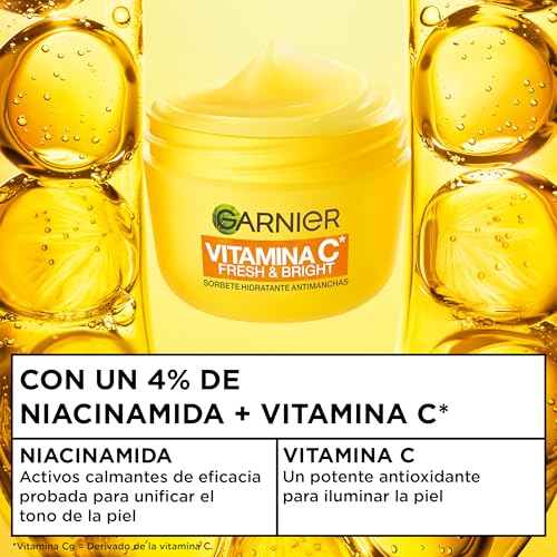 Miniatura 3 de Garnier Vitamin C Fresh & Bright Sorbete Hidratante Antimanchas Crema - 4% [Niacinamida + Vitamina C*] - Cruelty Free International y vegana 85ML (Paquete de 2)