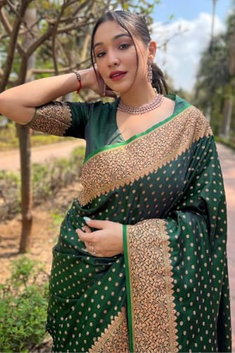 Image of Women's Kanjivaram Soft Silk Banarasi Saree With Blouse Piece | Banarasi Sari For Women | Saree with Blosepiece