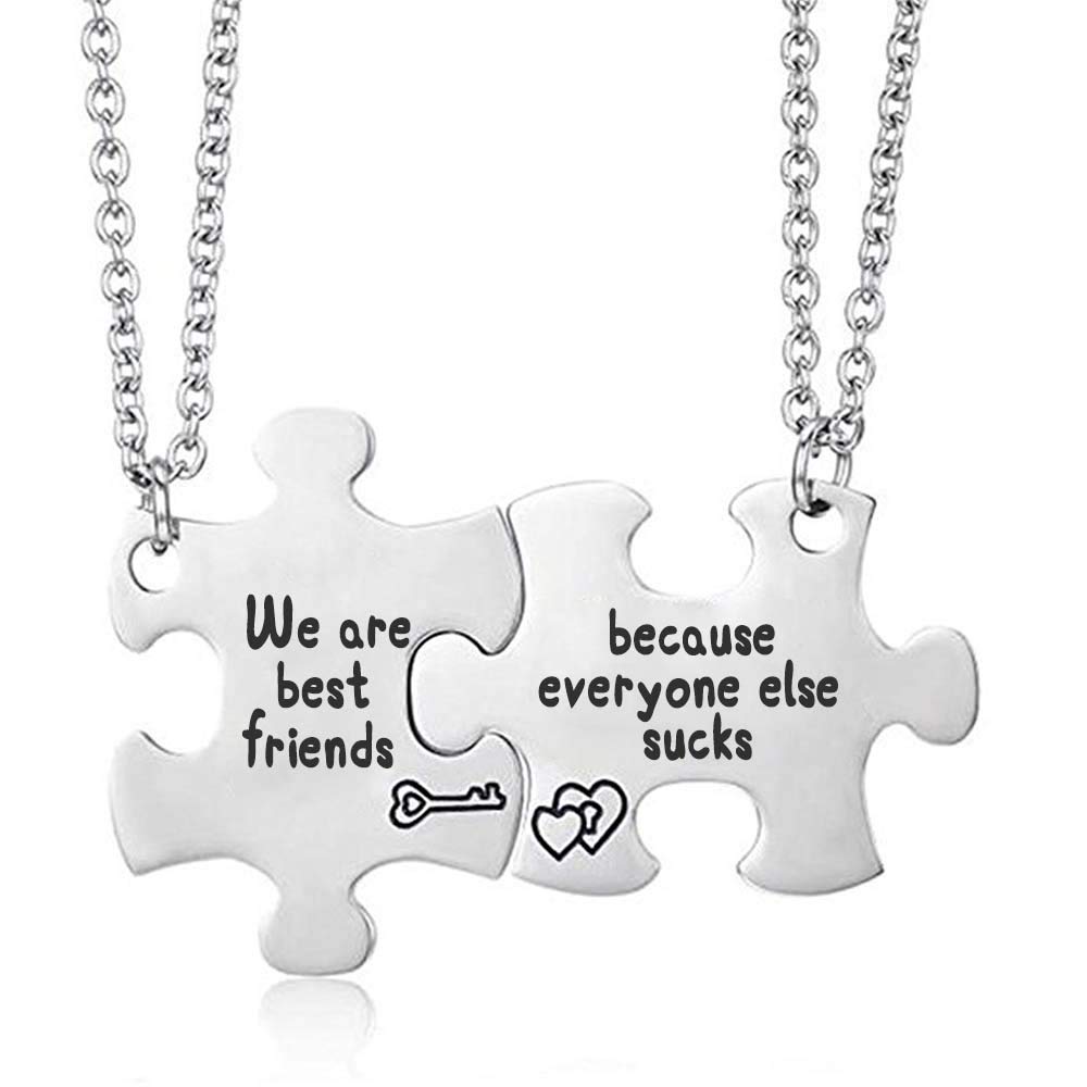 MJartoriaBest Friend Necklaces, Friendship Necklace Puzzle Piece Matching Necklaces Set Friendship Gifts for Women BFF Necklace for 2