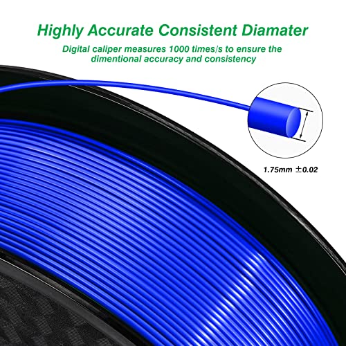 Image of Kingroon PLA 3D Printer Filament, Dimensional Accuracy + /- 0.02 mm, 1 kg Spool(2.2lbs), 1.75 mm,Blue