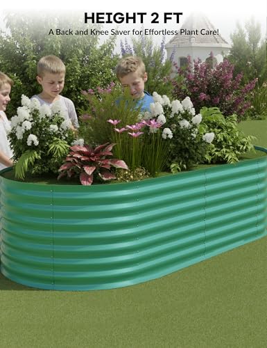 GarveeHome 6x3x2ft Raised Garden Bed,Galvanized Raised Planter Boxes Outdoor with Easy Assembly, Large Garden Bed for Vegetables, Fruits, Flower,Raised Garden Bed,Green