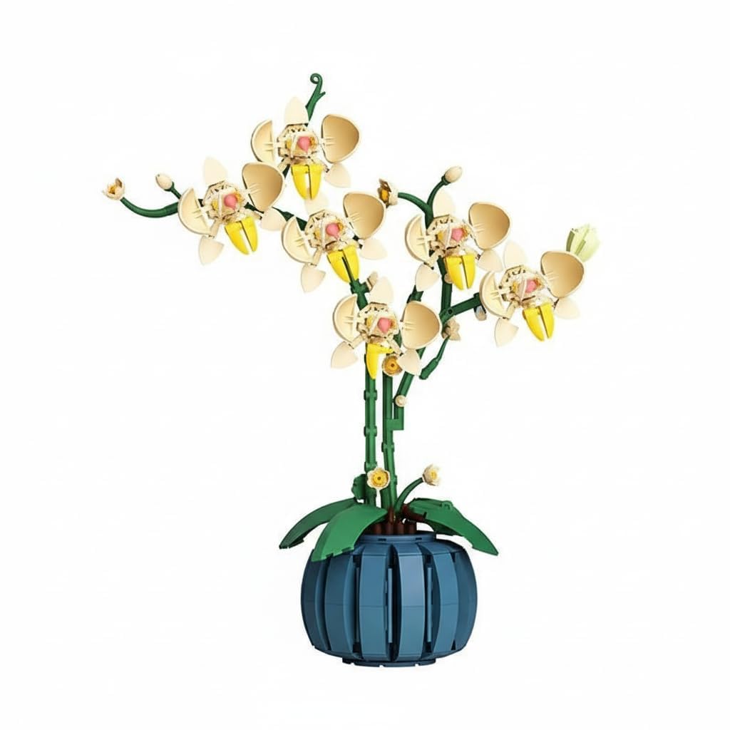 SKY LINE OCEAN Orchid Flower Building Blocks 766+ Pcs | Creative Bonsai Plant Kit for Kids Adults | Valentine's Day Gift Home Office Decor | 6 Months Structural Warranty-image-23