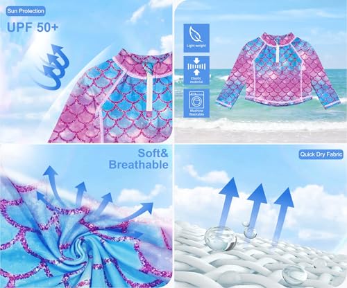 BesserBay Unisex Baby UPF 50+ Half Zip Long Sleeve Rash Guard Shirt 0-36 Months2