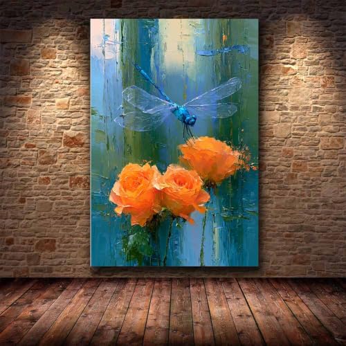 Peinture sur toile animaux libellule éclat multicolore 30x45cm