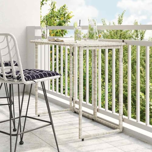 Table de jardin pliante gris clair 90x51x75 cm pour balcon - 2