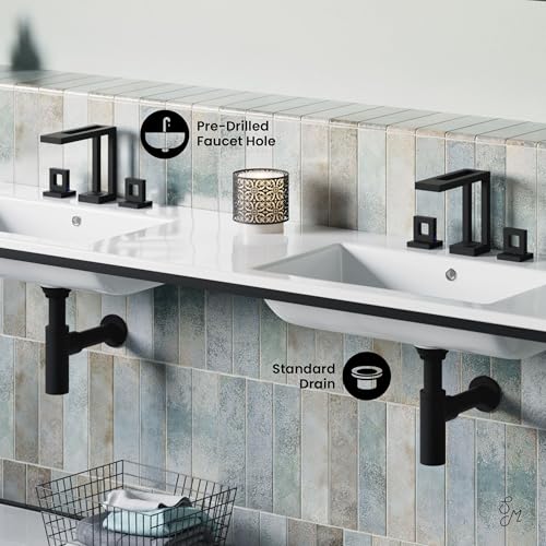 Image of Swiss Madison Pierre 72 Double, Freestanding, Open Shelf, Matte Black Metal Frame Bathroom Vanity