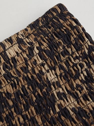 CIDER Mini Skirt Leopard Print Ruffle Hem Mid Waist Short Skirt Layered A Line Shirred Skirts for Women2