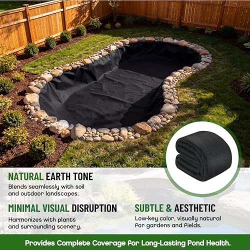 Image of Fanfanwin 15 x 25 ft Pond Liner Underlayment with 10 U-pins, 6oz, Black