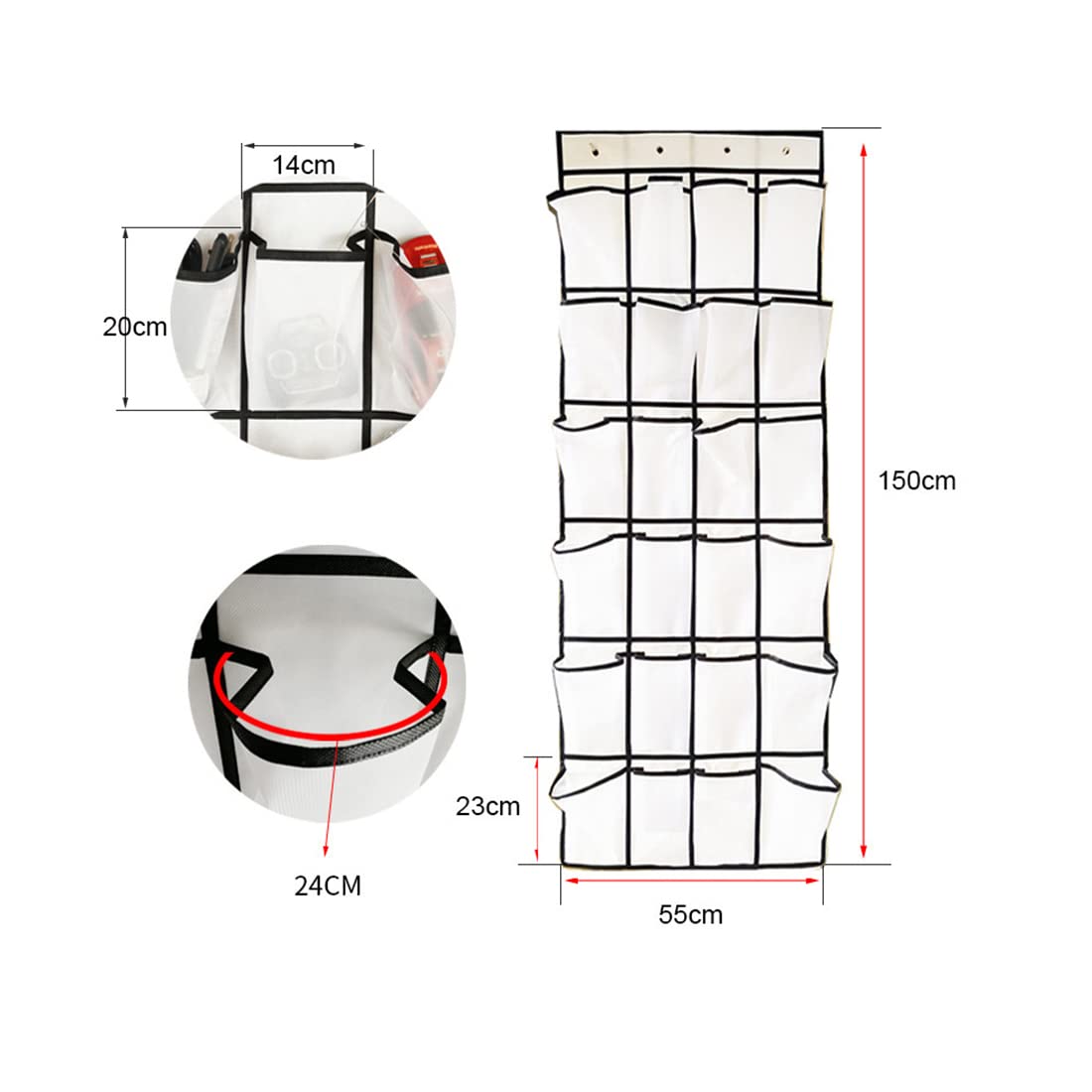 Organizer Appendibile Per Scarpe Da Porta - 24 Tasche In Rete | Tessuto Non Tessuto | Per Camera, Bagno - Foto 5