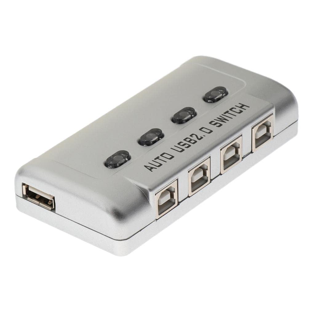 Qianly Conmutador/concentrador USB 2.0 de 4 Puertos con Función de Compartición Automática para Impresoras Y Escáneres.