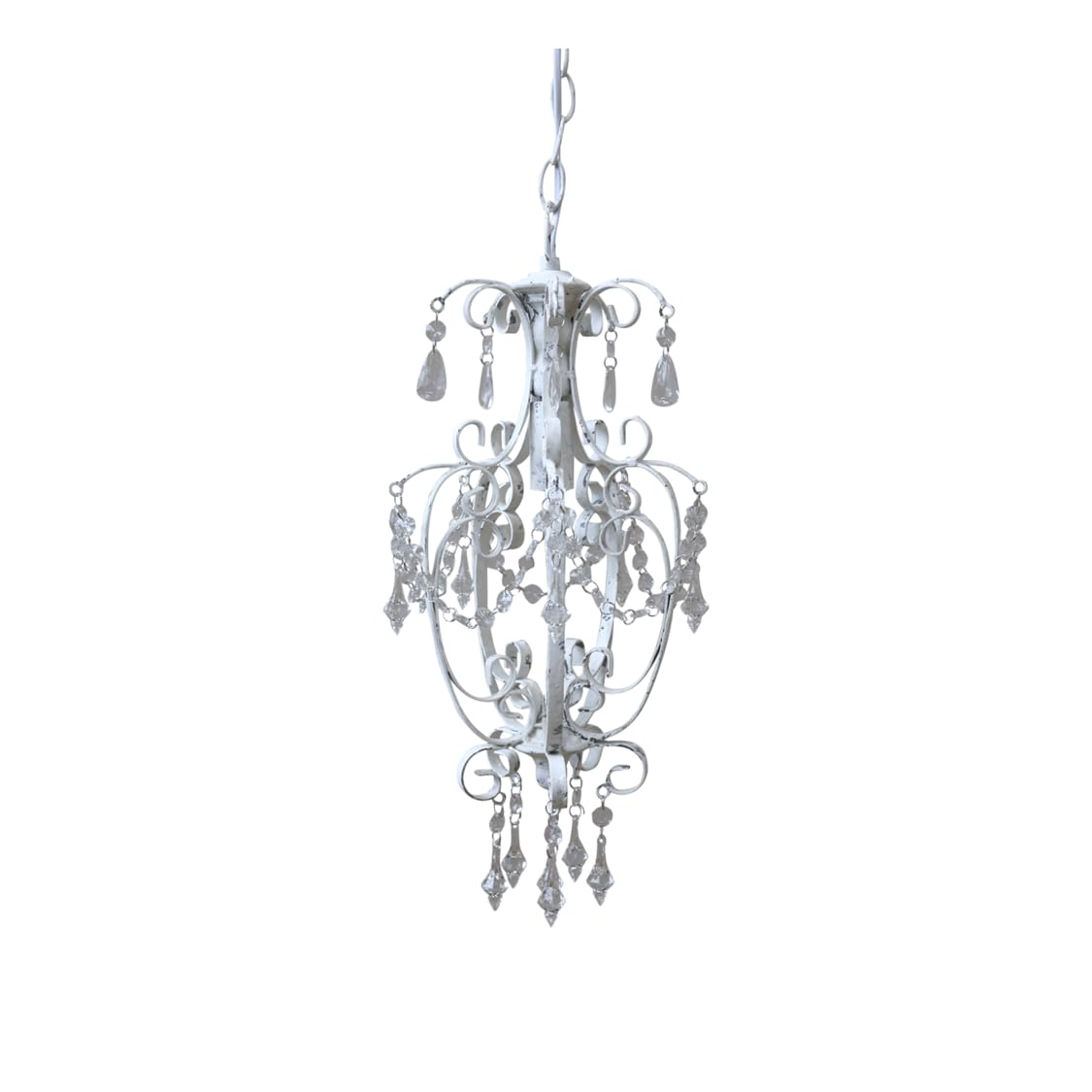 Maisonica White French Chandelier Ceiling Light Electric - Shabby Chic Style Distressed 60W E14
