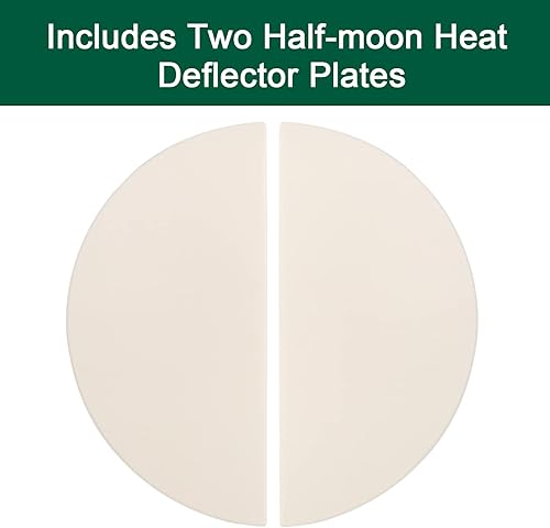 Miniatura 2 de Quantfire Half-Moon - Placas deflectoras de calor de cerámica para Kamado Joe Classic I, II, III, accesorios de barbacoa de huevo verde grande,
