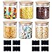 YunMei Lot de 6 bocaux en verre avec couvercles en bambou avec anneaux en silicone hermétiques pour la cuisine, les céréales, les confitures, les pâtes, les spaghettis, le thé, le café, les grains