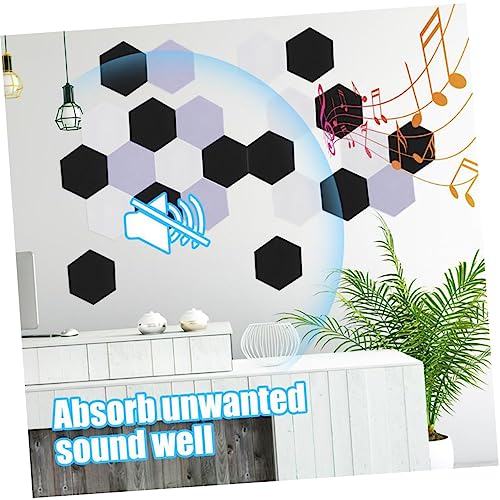 12 piezas paneles acústicos de fieltro hexagonales para aislamiento sonoro, fácil instalación, reducción de ruido, color blanco miniatura 6